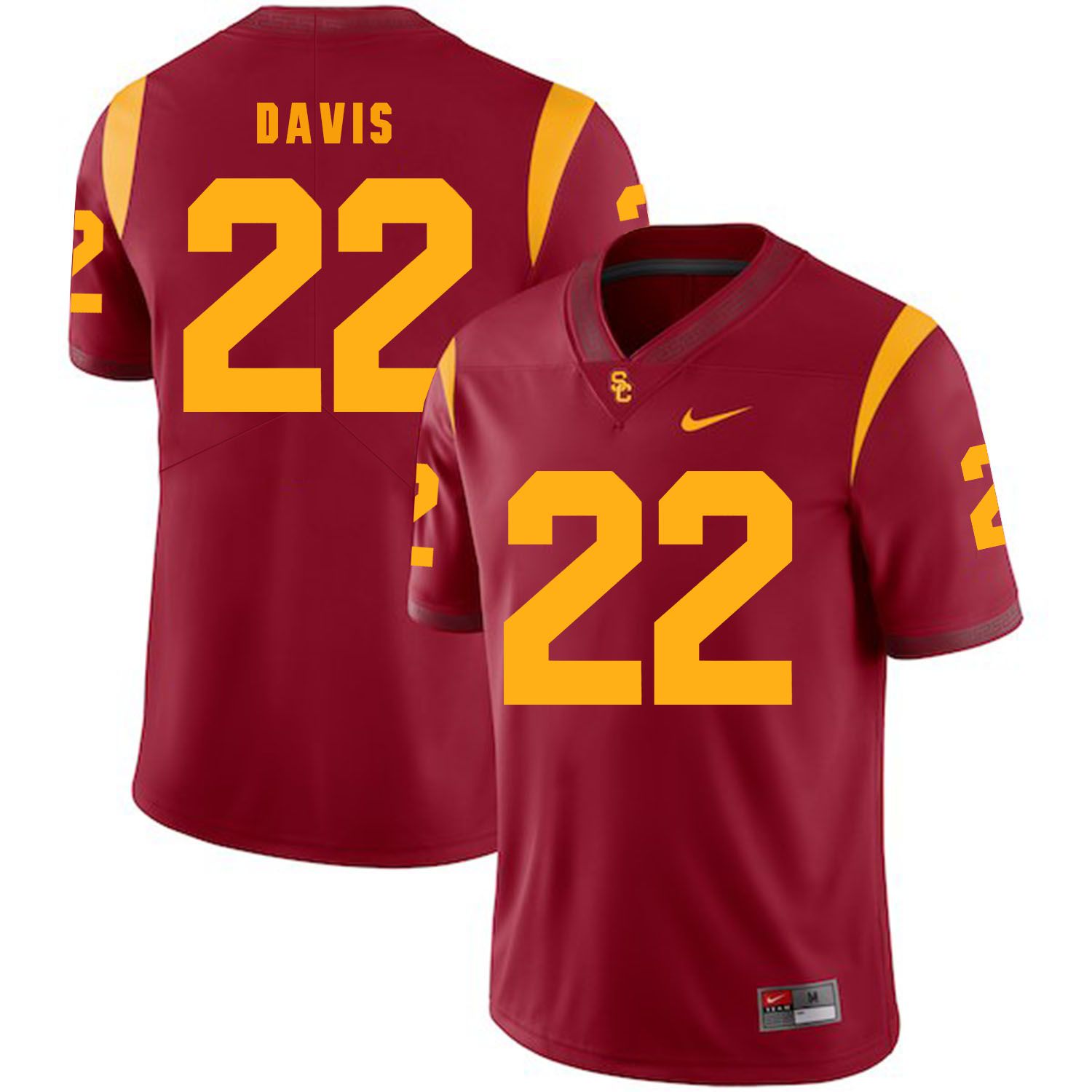 Men USC Trojans #22 Davis Red Customized NCAA Jerseys->customized ncaa jersey->Custom Jersey